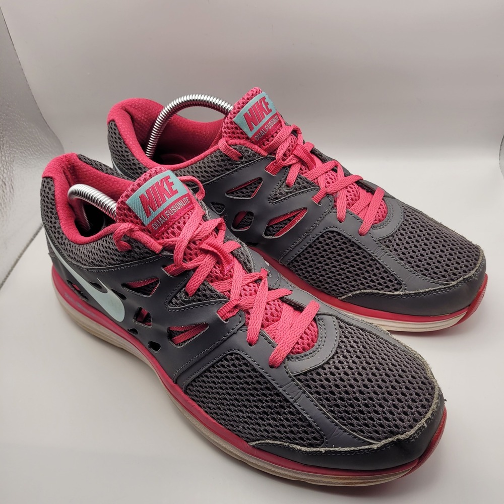 Nike Dual Fusion Lite Dark Grey Pink Running Shoes 599560-008 Womens 11